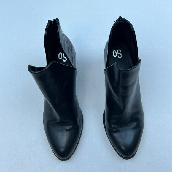 SO Womens Ankle Boots Faux Leather Heeled Black Size 9 Zip - Picture 3 of 10